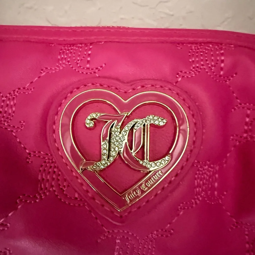 Juicy Couture Bright Fuchsia Quilted Heart Logo Shoulder Bag - Picture 2 of 7
